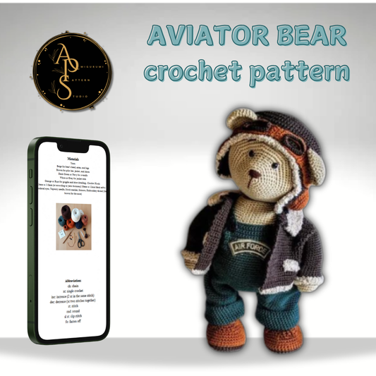 AVIATOR BEAR crochet pattern